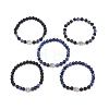 5Pcs 5 Style Natural Lava Rock & Sodalite Stretch Bracelets Set with Alloy Hamsa Hand Beaded BJEW-JB08737-4