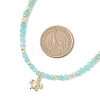 3Pcs 3 Styles Ocean Brass Turtle Pendant Faceted Round  Natural Aquamarine & Amazonite & Dyed Agate Beaded Necklaces NJEW-JN05736-3
