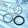 5Pcs 5 Styles Faceted Round Glass Beaded Stretch Bracelet Sets BJEW-JB10423-03-2