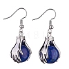 Natural Lapis Lazuli Palm Dangle Earrings EJEW-A092-09P-15-3
