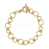 Brass Diamond Cut Textured Round Link Chain Bracelets for Women BJEW-JB14115-3