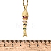 201 Stainless Steel Pave Colorful Cubic Zirconia Fish Bone Pendant Necklaces for Women NJEW-C111-02B-G-4
