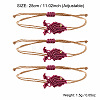 Ocean Adjustable Braided Wax Cord Fish Link Bracelet Sets with Brass Beads for Women XU5174-1-4