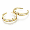 Brass Micro Pave Clear Cubic Zirconia Cuff Rings RJEW-S045-043G-NR-2