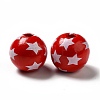 Independence Day Theme Printed Natural Wooden Beads WOOD-L020-B06-2