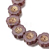 Picasso Baking Paint & Golden Metal Enlaced Glass Beads Strands GL-CBA98F0-04D-2