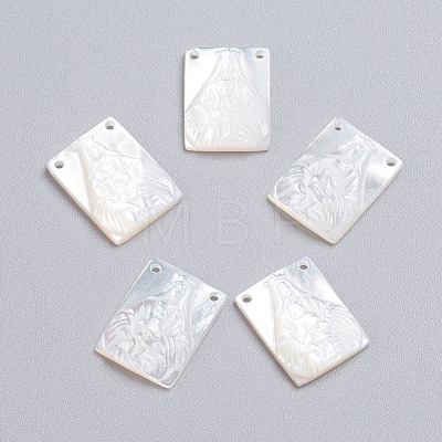 Natural White Shell Mother of Pearl Shell Pendants SSHEL-I024-09-1