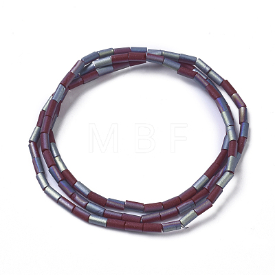 Electroplated Frosted Glass Bead Strands EGLA-G071-D03-1