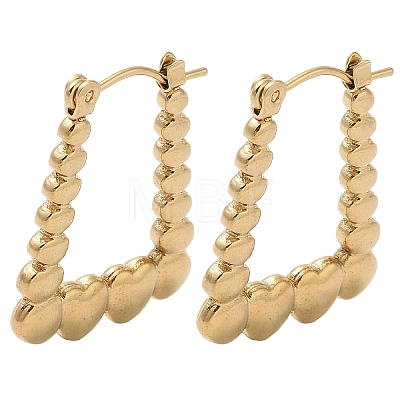Bubble Trapezoid 201 Stainless Steel Half Hoop Earrings for Women EJEW-G385-32G-1