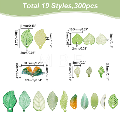 WADORN DIY Acrylic & Acrylic Leaf Pendants Jewelry Making Finding Kit DIY-WR0004-15-1