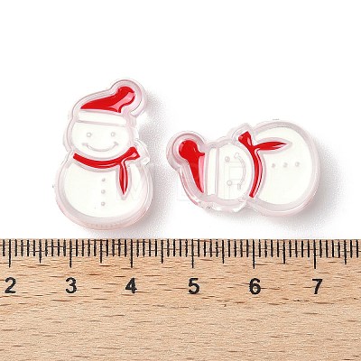 Christmas Decorations Theme Opaque Acrylic Bead with Enamel X-OACR-Z021-01J-1