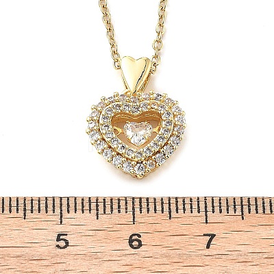 Heart 304 Stainless Steel Micro Pave Cubic Zirconia Pendant Necklaces for Women NJEW-D288-05G-1