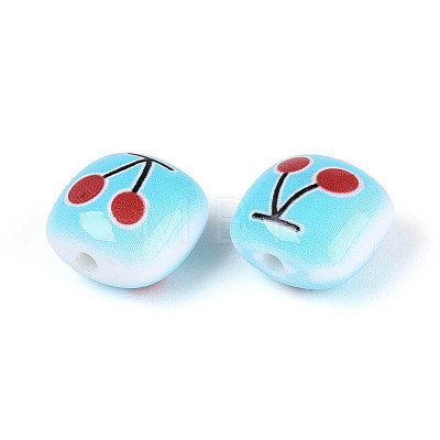 Opaque Printed Acrylic Beads SACR-T018-02-1