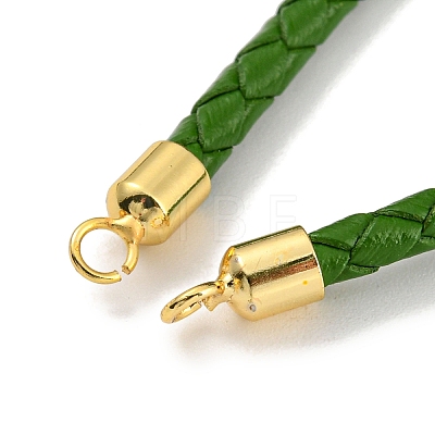 Leather Braided Cord Link Bracelets MAK-K022-01G-11-1