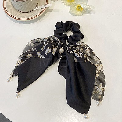 Flower Pattern Polyester Elastic Hair Accessories OHAR-PW0007-16A-1