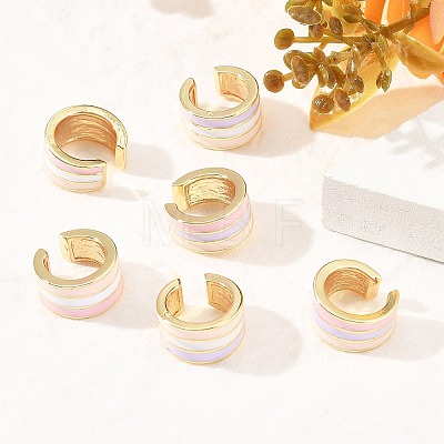 Brass Stripe C-Shaped Cuff Earrings EJEW-D321-03G-1