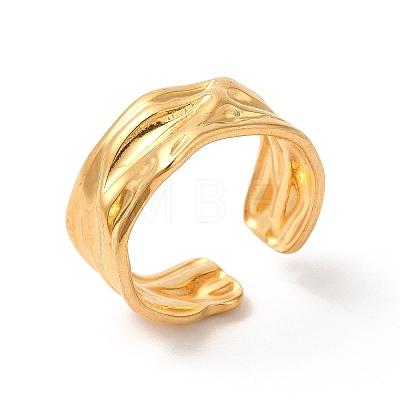 Ion Plating(IP) 304 Stainless Steel Twist Open Cuff Ring for Women RJEW-E063-24G-1