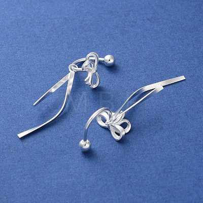 999 Sterling Silver Bowknot Ear Plugs Gauges EJEW-P296-18S-1