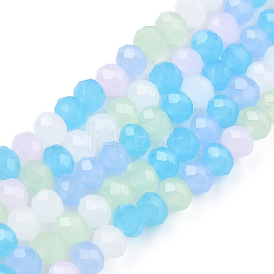 Imitation Jade Glass Beads Strands GLAA-T028-01-1