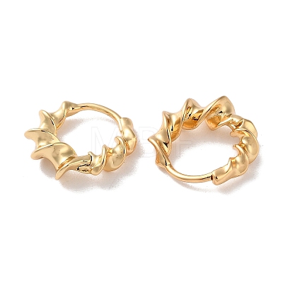 Twist Ring Brass Hoop Earrings for Women EJEW-B056-17G-1