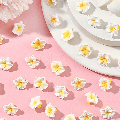 100Pcs Handmade Polymer Clay 3D Flower Plumeria Beads CLAY-SC0002-48C-1