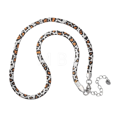 304 Stainless Steel Leopard Print Flat Snake Chain Necklaces for Women NJEW-A044-02A-P-1