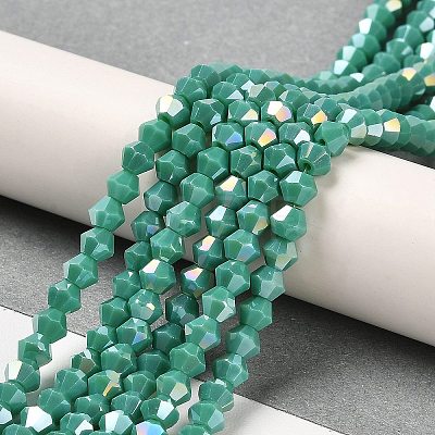 Opaque Solid Color Electroplate Glass Beads Strands EGLA-A039-P4mm-B07-1