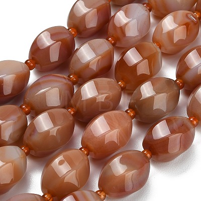 Natural Red Banded Agate Beads Strands G-B178-K01-01-1