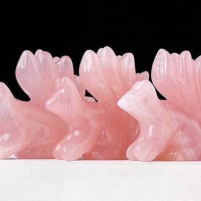 Natural Rose Quartz Carved Healing Nine-tailed Fox Figurines PW-WG70170-01-1