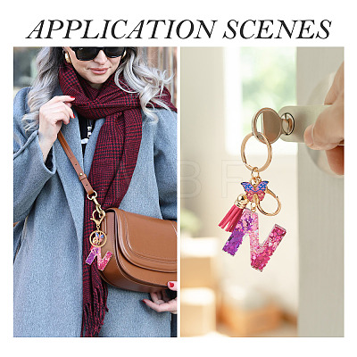 Alloy Resin Butterfly Keychains KEYC-TADJ0002-02G-N-1