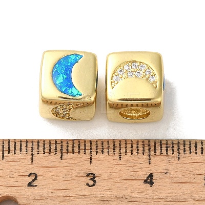 Rack Plating Brass Micro Pave Cubic Zirconia Beads KK-P268-01G-12-1