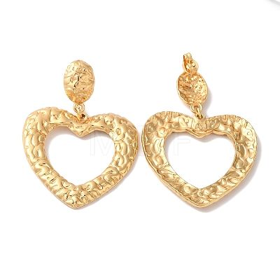 Textured Heart Ion Plating(IP) 304 Stainless Steel Stud Earrings for Women EJEW-L287-022G-1