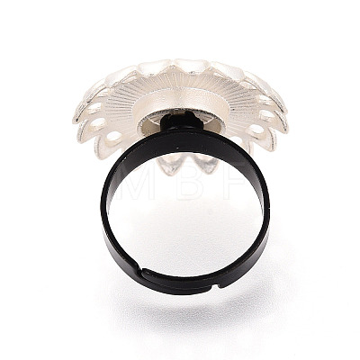 Adjustable Flower Alloy & Iron Bezel Cup Ring Base with Rotatable Tray MAK-T012-08S-1