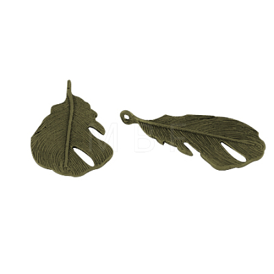 Tibetan Style Alloy Feather Large Pendants LS-TIBEP-K1720-AB-NR-1