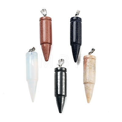 Natural & Synthetic Mixed Gemstone Pointed Pendants G-A231-03-1