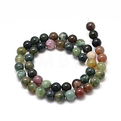 Natural Indian Agate Round Bead Strands X-G-P075-40-8mm-1