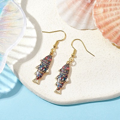 Light Gold Alloy Enamel Dangle Earrings EJEW-JE05607-08-1