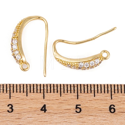 Rack Plating Brass Cubic Zirconia Earring Hooks KK-S374-05G-08-1