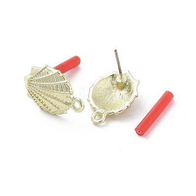 Rack Plating Golden Alloy Stud Earring Findings EJEW-B036-01G-03-1