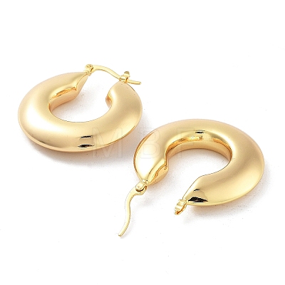 Brass Plain Hoop Earrings EJEW-H301-04G-04-1