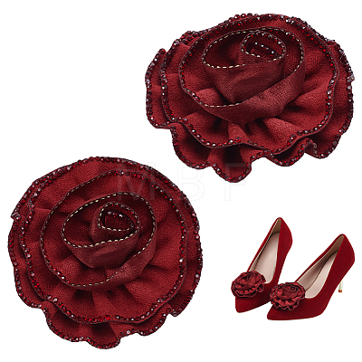 2Pcs Flower Polyester Shoe Buckle Clips DIY-PH0034-81-1