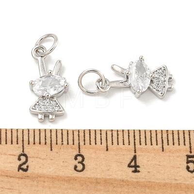 Rack Plating Brass Micro Pave Clear Cubic Zirconia Pendants KK-B093-03P-1