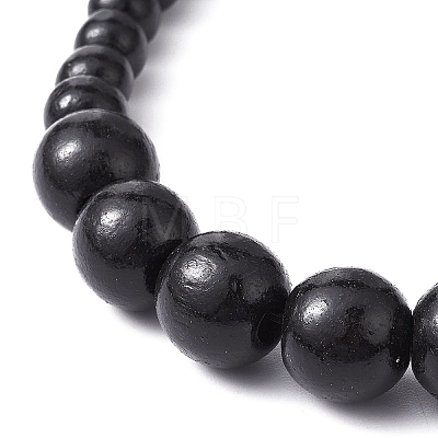 Natural Wood & Glass Round Beaded Necklace NJEW-JN04477-1