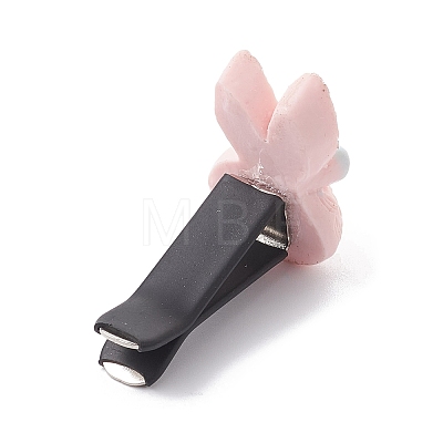 Rabbit with Bowknot Resin Car Air Vent Clips JEWB-BR00147-03-1