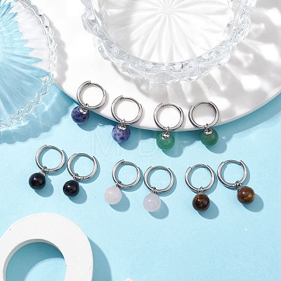 Gemstone Hoop Earring EJEW-JE05760-1