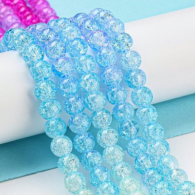 Spray Painted Crackle Glass Beads Strands DGLA-C002-6mm-05-1