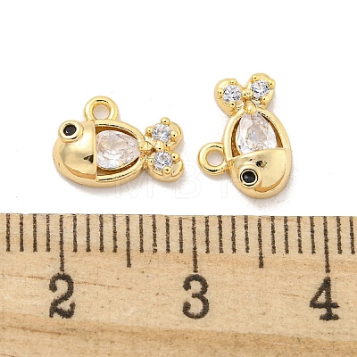 Brass Micro Pave Clear Cubic Zirconia Charms KK-Z044-30G-1