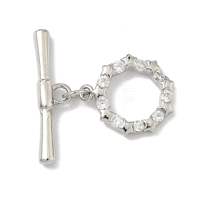 Star Brass Micro Pave Clear Cubic Zirconia Toggle Clasps KK-G548-27P-1