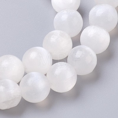 Natural Selenite Beads Strands G-I203-C-6mm-1