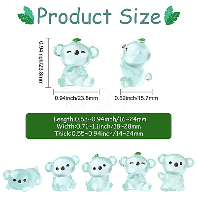 40Pcs 8 Styles Luminous 
Koala Miniature Ornaments DJEW-CJZ0001-005-1